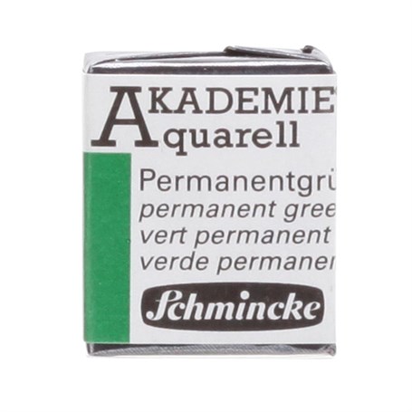 Schmincke Akademie Aquarell Yarım Tablet Sulu Boya 553 Permanent Green