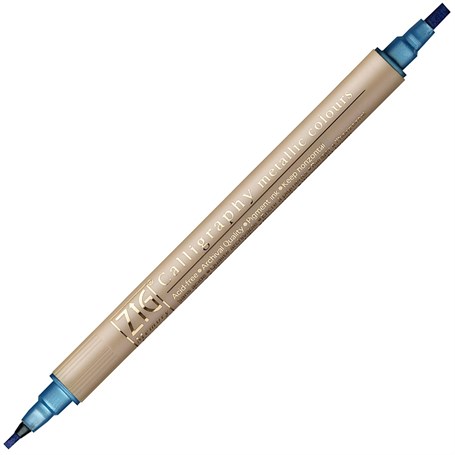 Zig Çift Uçlu Yaldızlı Davetiye ve Kaligrafi Kalemi 2 mm + 3.5 mm 125 Metallic Blue