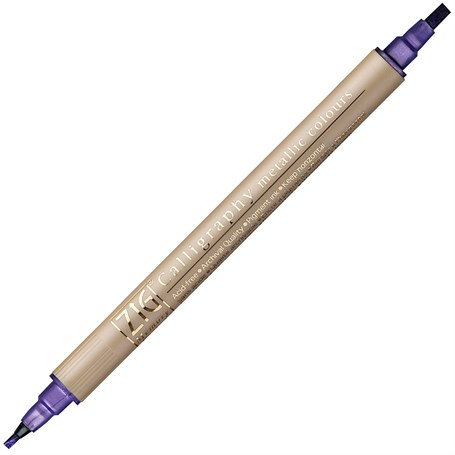 Zig Çift Uçlu Yaldızlı Davetiye ve Kaligrafi Kalemi 2 mm + 3.5 mm 124 Metallic Violet