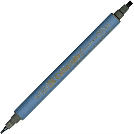 Zig Kaligrafi Kalemi Çift Uçlu 2 mm + 3.5 mm 094 Gri Kahverengi
