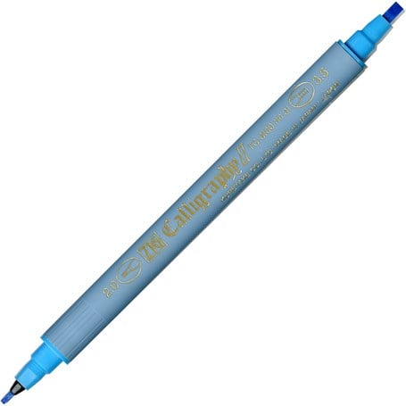 Zig Kaligrafi Kalemi Çift Uçlu 2 mm + 3.5 mm 031 Açık Mavi