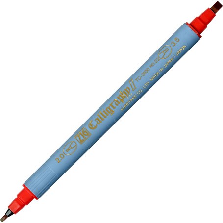Zig Kaligrafi Kalemi Çift Uçlu 2 mm + 3.5 mm 022 Kırmızı