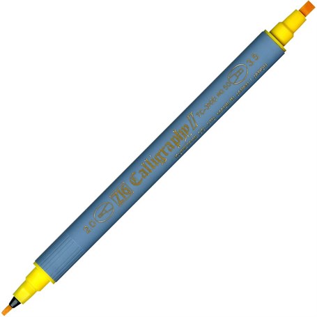 Zig Kaligrafi Kalemi Çift Uçlu 2 mm + 3.5 mm 050 Sarı