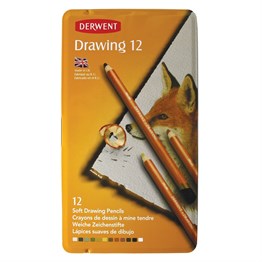 Derwent Drawing Yağlı Eskiz Çizim Kalemi 12li Teneke Kutu