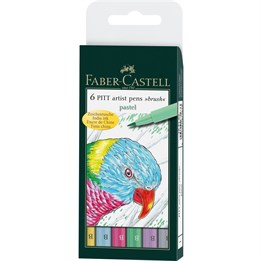 Faber Castell Pitt Artist Pen Fırça Uç Çizim Kalemi Pastel Renkler 6lı