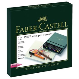 Faber Castell Pitt Çizim Kalemi Fırça Uç Studio Box, 12 Renk