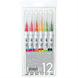 Zig Clean Color Real Brush Fırça Uçlu Marker Kalem 12 Renk Set