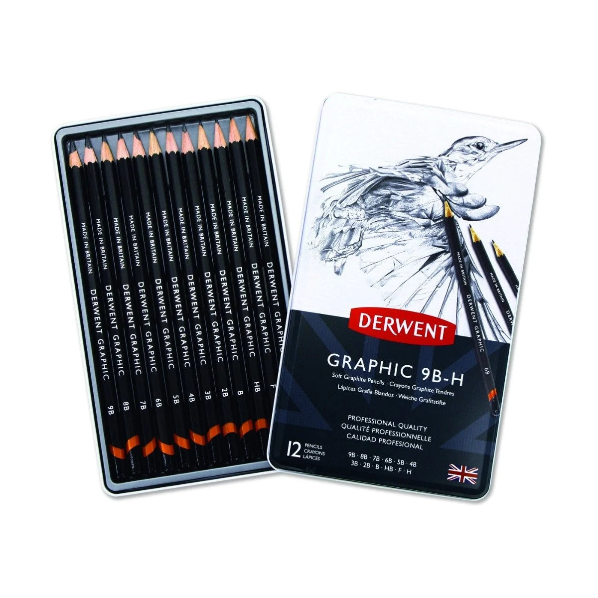 Derwent Graphic Soft 12'li Dereceli Kalem Seti Teneke Kutu 9B-H