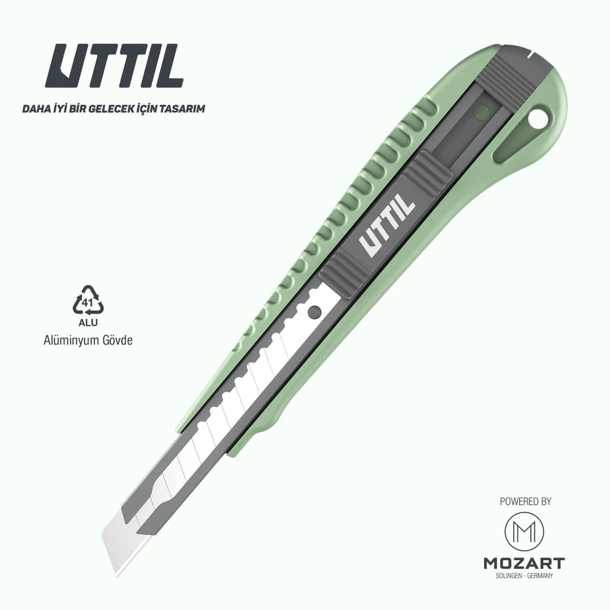 Mozart Uttil Alüminyum Gövde Oto-Kilit Maket Bıçağı 9 mm