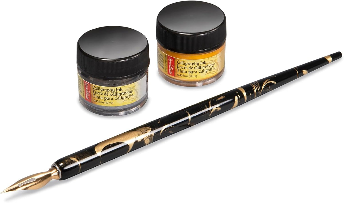 Speedball Signature Series Kaligrafi Kalem Seti Gold Silver Ink