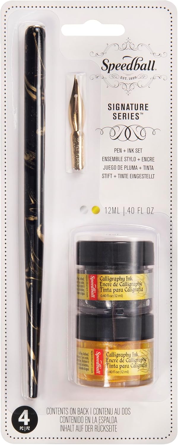 Speedball Signature Series Kaligrafi Kalem Seti Gold Silver Ink
