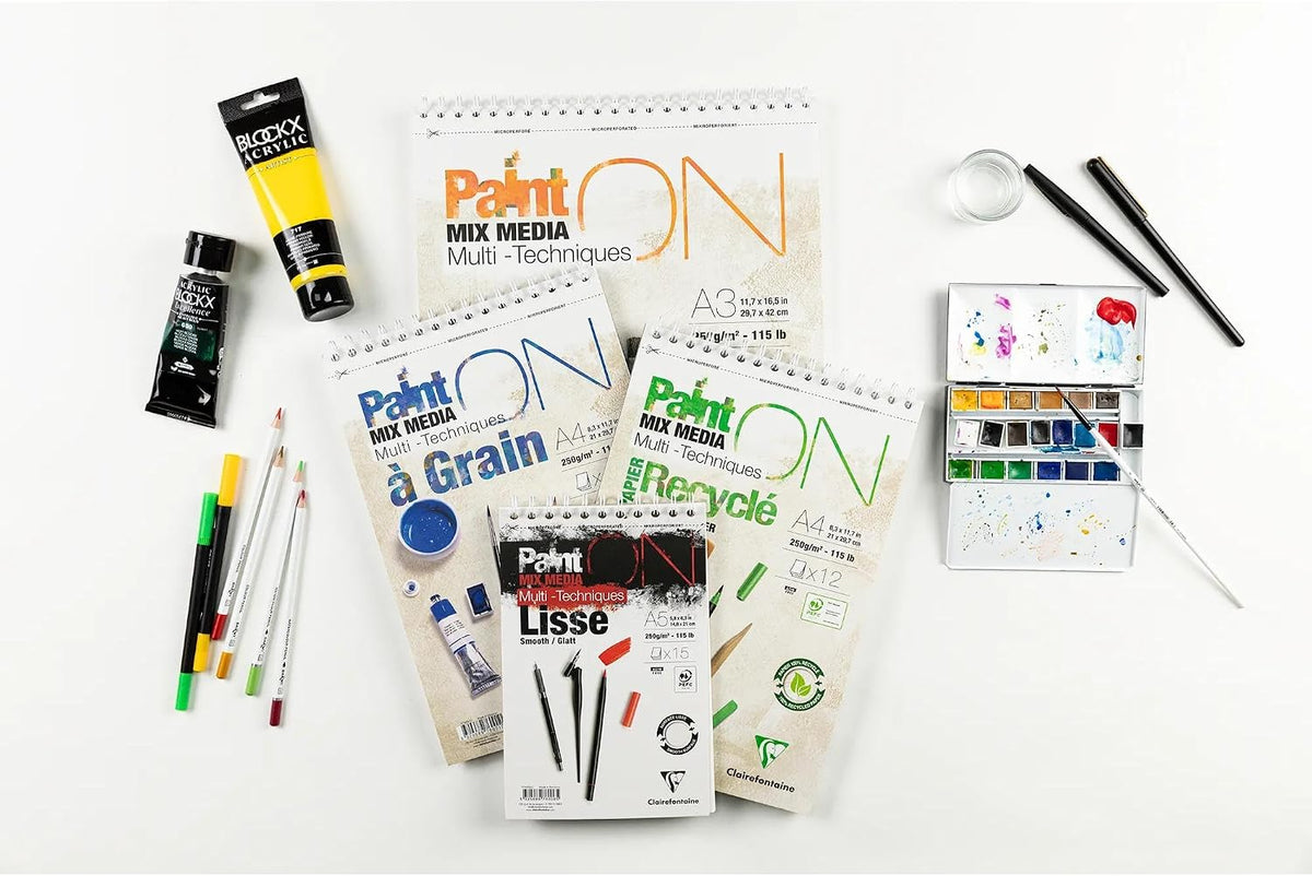 Clairefontaine Paint On Lisse Multi Techniques A5 250 gr 15 Yaprak Üstten Spiralli Defter