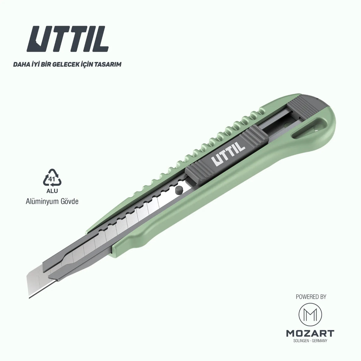 Mozart Uttil Alüminyum Gövde Oto-Kilit Maket Bıçağı 9 mm