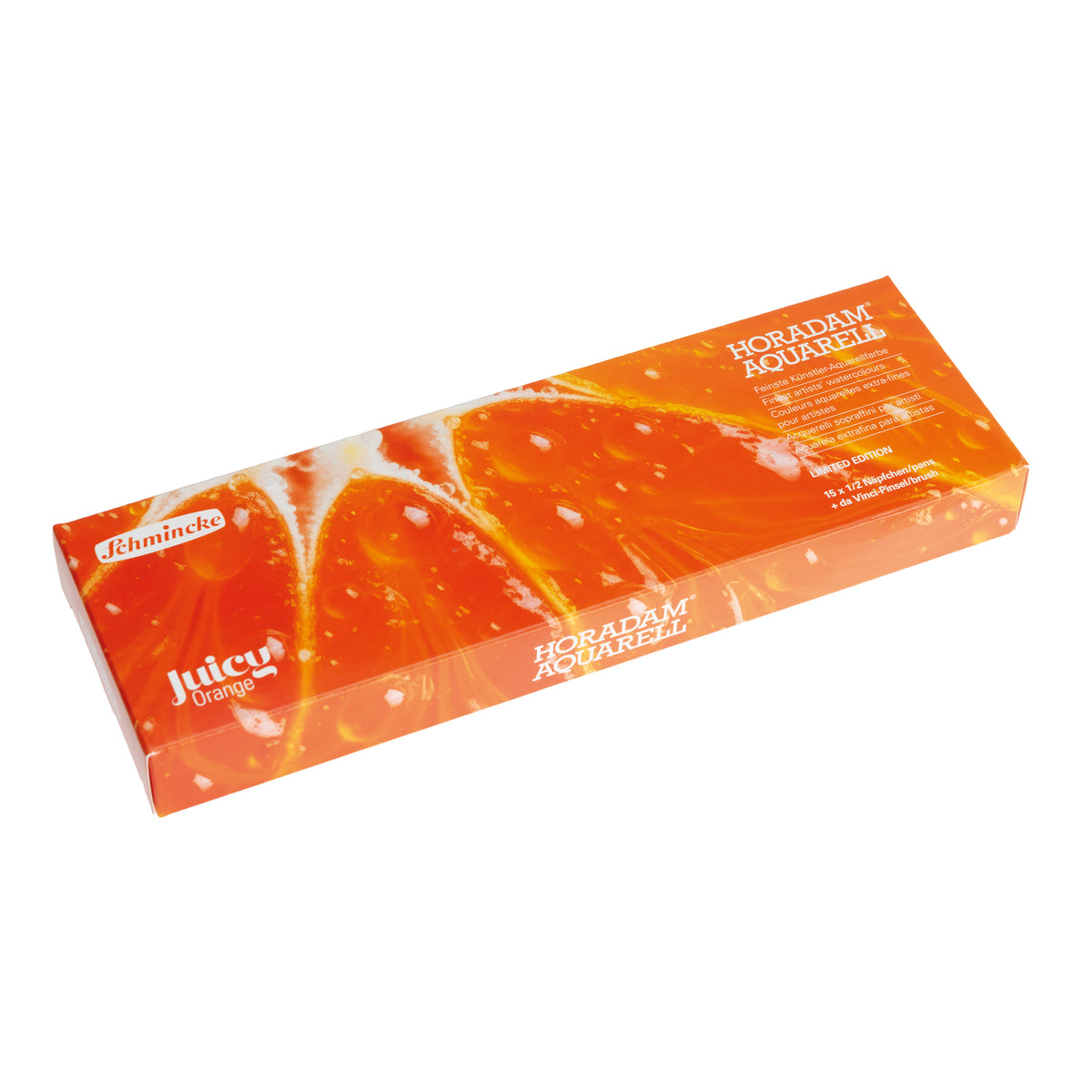 Schmincke Horadam Aquarell Artist Sulu Boya Juicy Orange Metal Kutu Set 15 x Yarım Tablet + Da Vinci Fırça