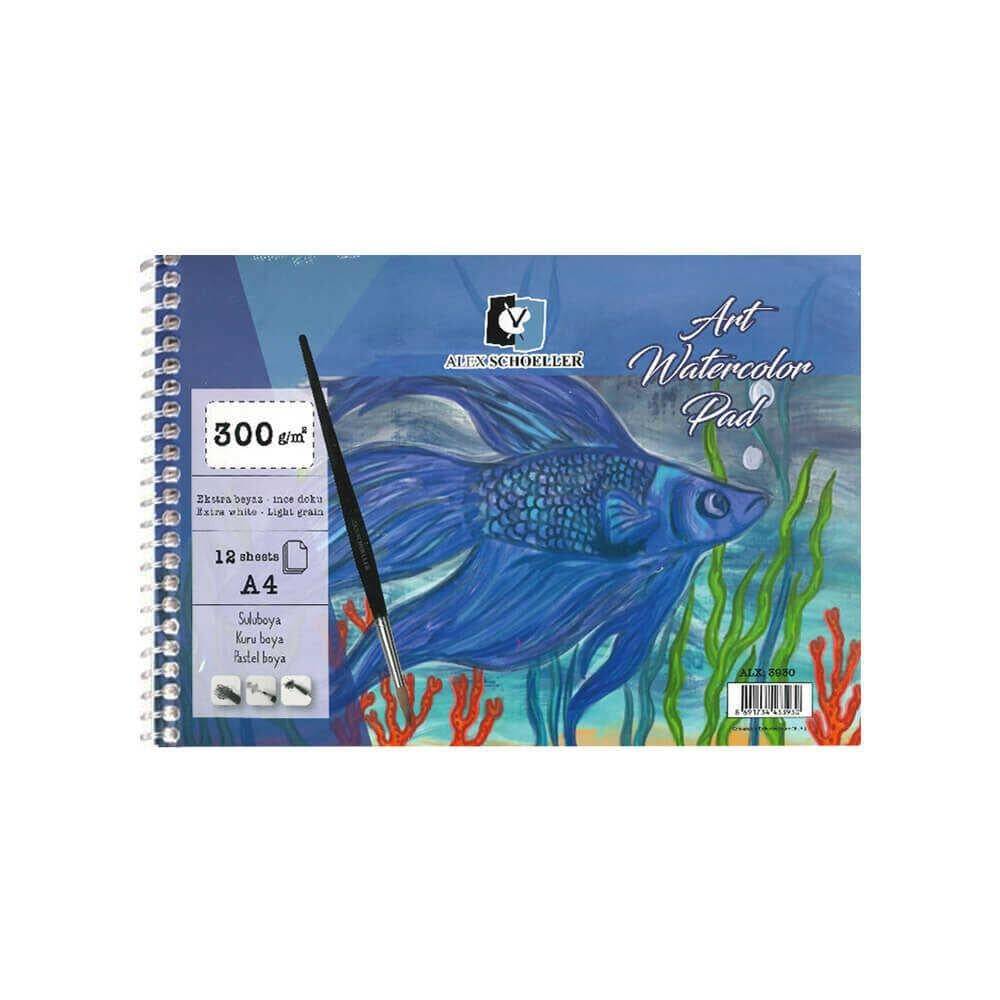 Alex Schoeller Art Suluboya Defteri 300 gr A4 12 Yaprak Spiralli