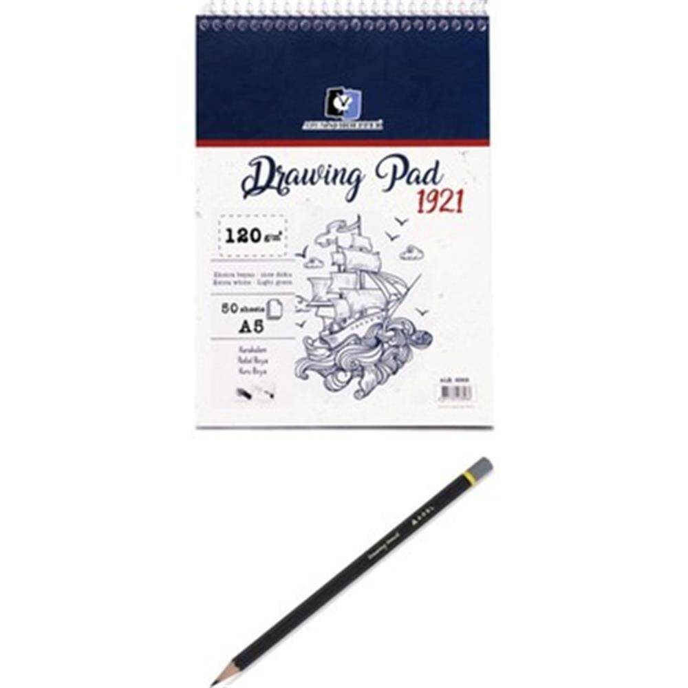 Alex Schoeller Drawing Pad Eskiz Defteri 120 gr A5 50 Yaprak Spiralli