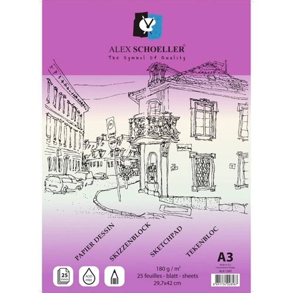 Alex Schoeller Eskiz Blok A3 180 gr Spiralli 25 yaprak