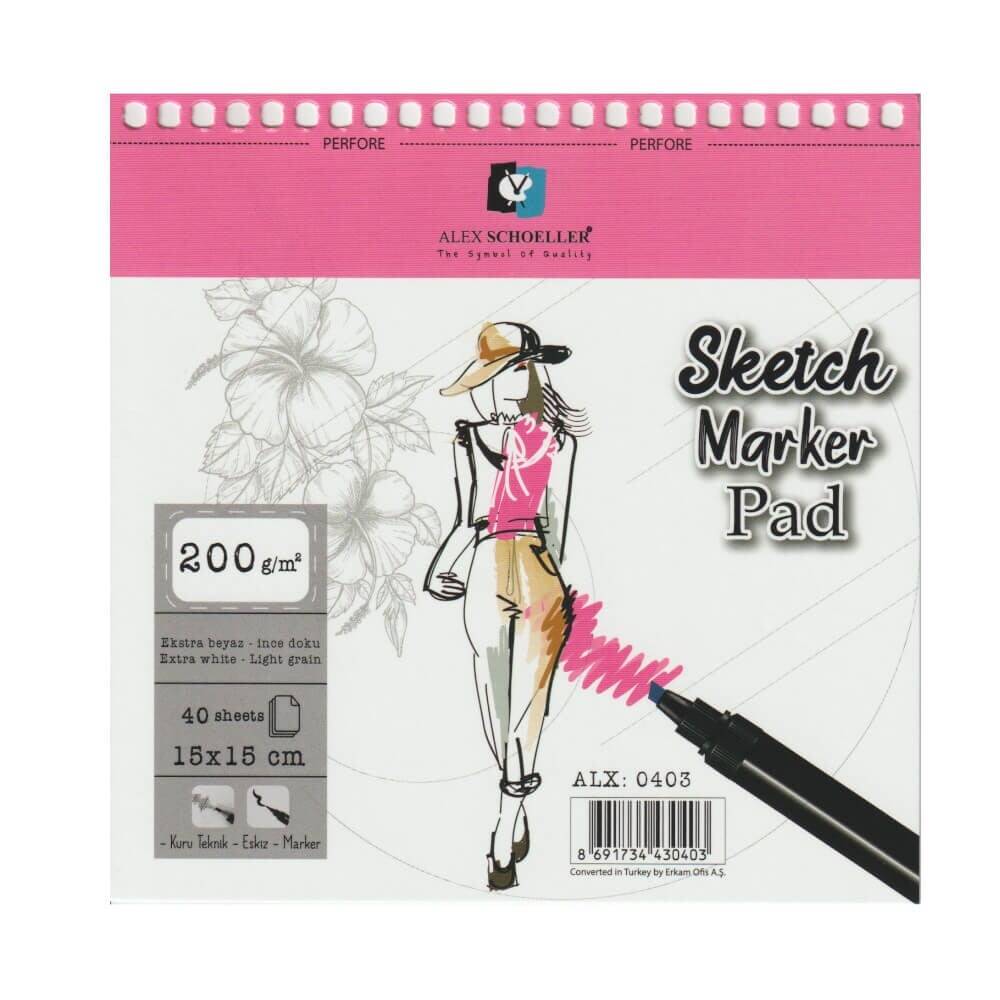 Alex Schoeller Sketch Marker Pad 15x15 200 GR 40 Pages