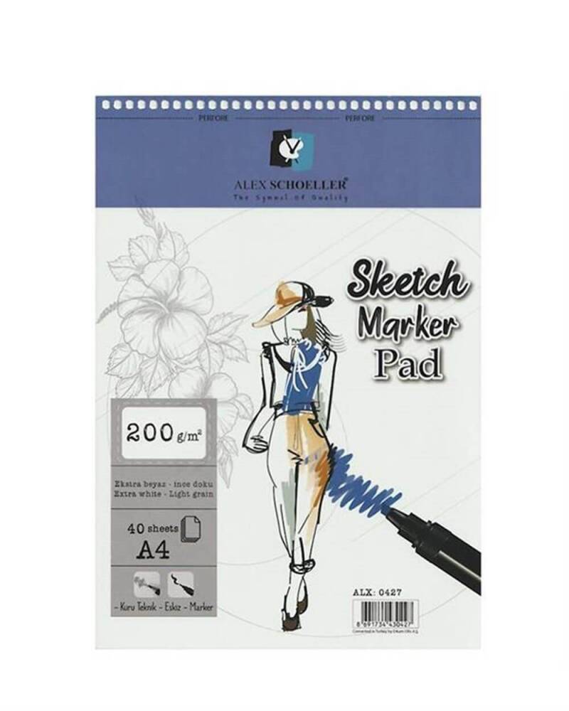 Alex Schoeller Sketch Marker Pad 200 GR A4 SPR 40 Pages