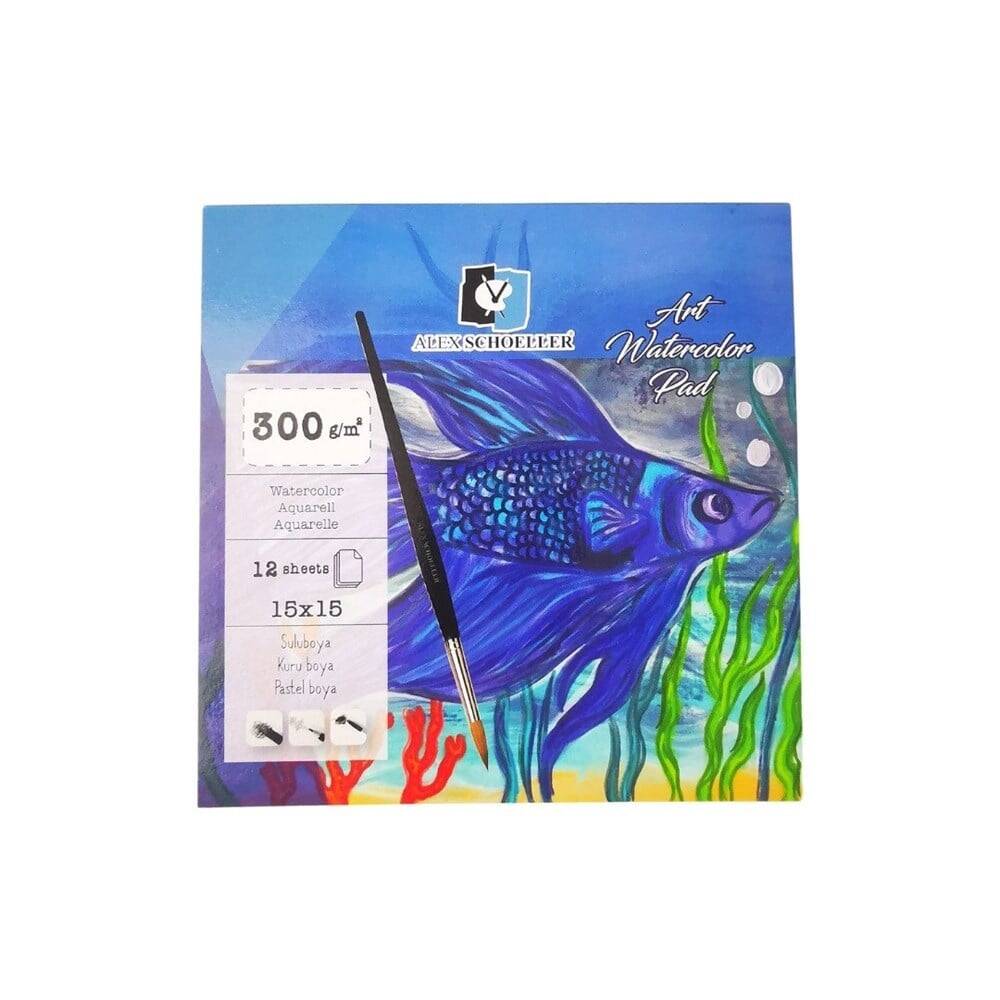 Alex Schoeller Watercolor Notebook Adhesive 15x15 cm 300 gr 12 Pages