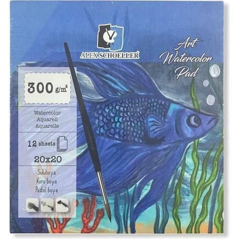 Alex Schoeller Watercolor Notebook Adhesive 300 gr 20x20 cm 12-pack