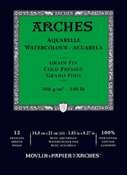 Arches Watercolor Block Notebook 14.8X21 cm 300 Gr 12 Sheets Cold Press