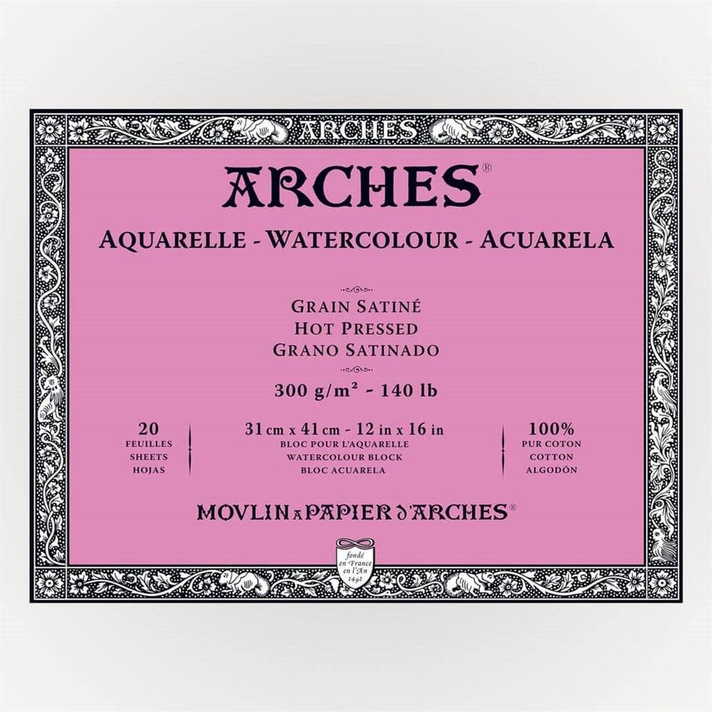 Arches Watercolor Block Notebook 31X41 cm 300 Gr 20 Sheets Hot Pressed