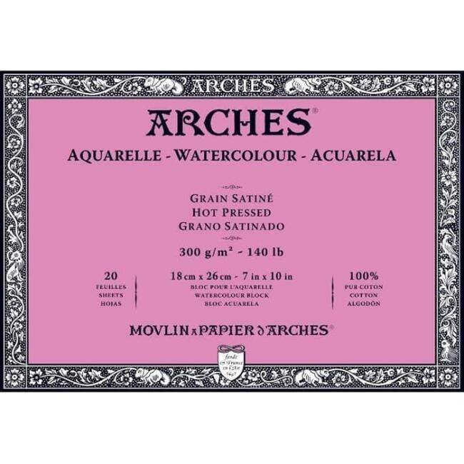 Arches Watercolor Block Notebook - Hot Pressed - 300Gr. 18x26cm - 20 Yp.
