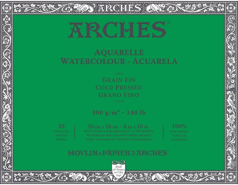 Arches Watercolor Block Grain Fin Cold Pressed 300 gr 26x36 cm 20 Yp