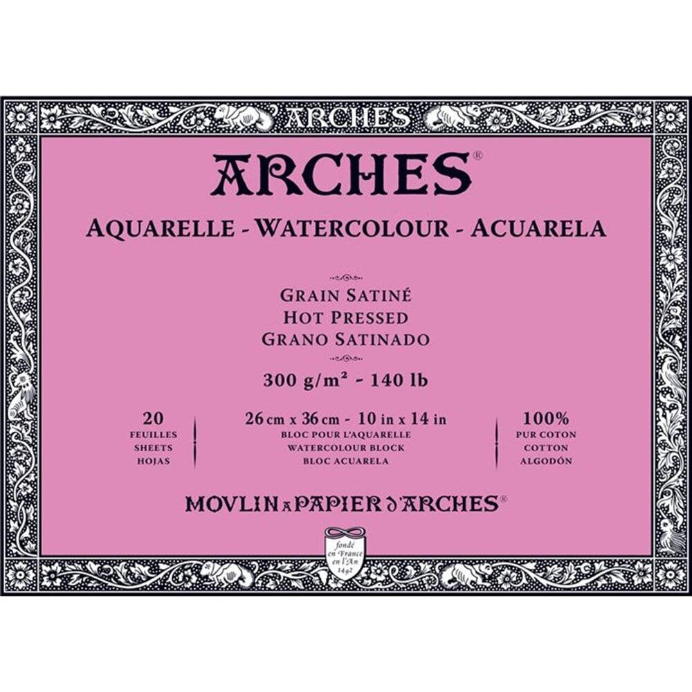 Arches Watercolor Block 300 gr Hot Pressed Grano Satinado 26x36 cm