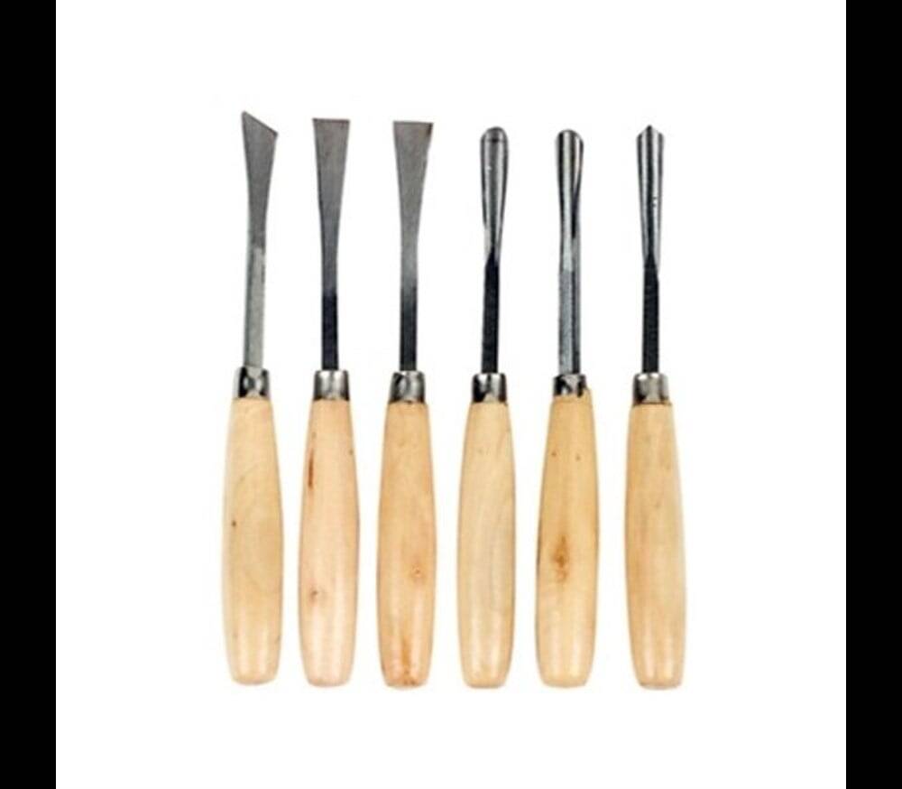 Art&Art Wood and Ceramic Carving Set (Chisel Set) 6-Piece Long Handle