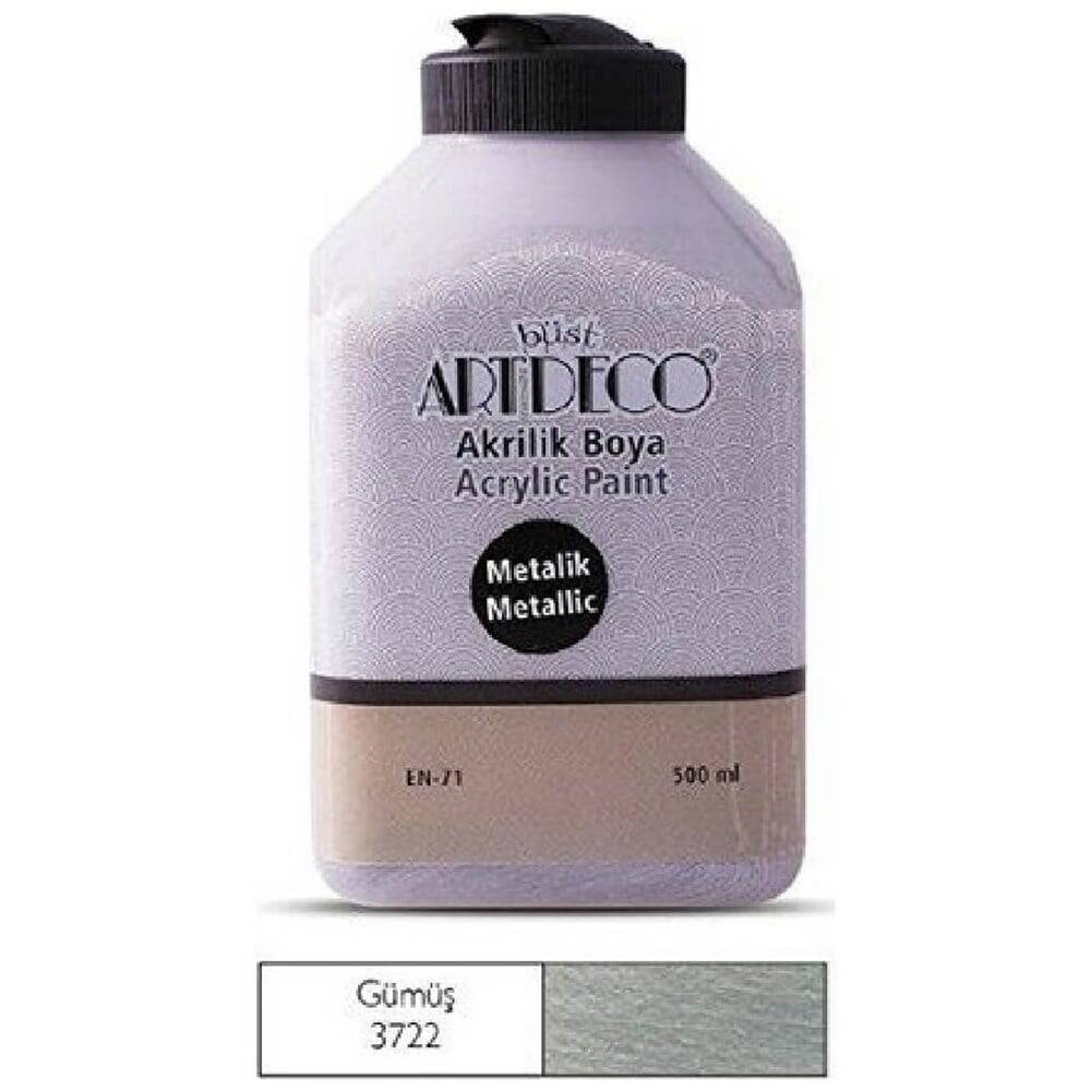 Artdeco Metalik Akrilik Boya 500 ml Gümüş 3722