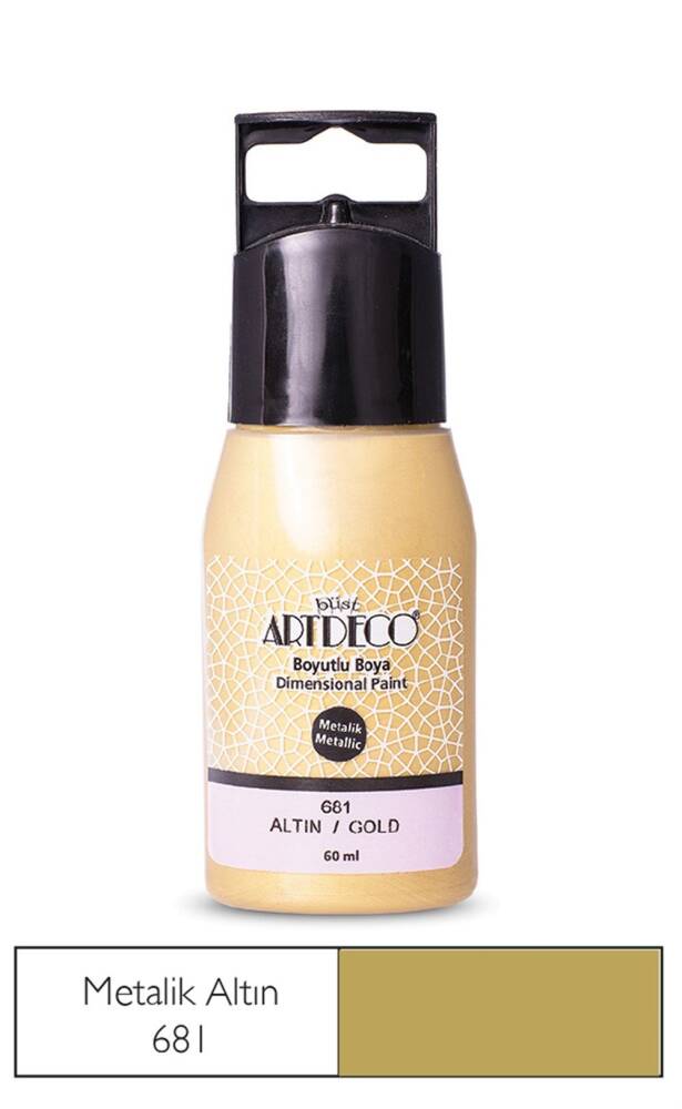 Artdeco Metalik Boyutlu Boya 60 ml 681 Altın