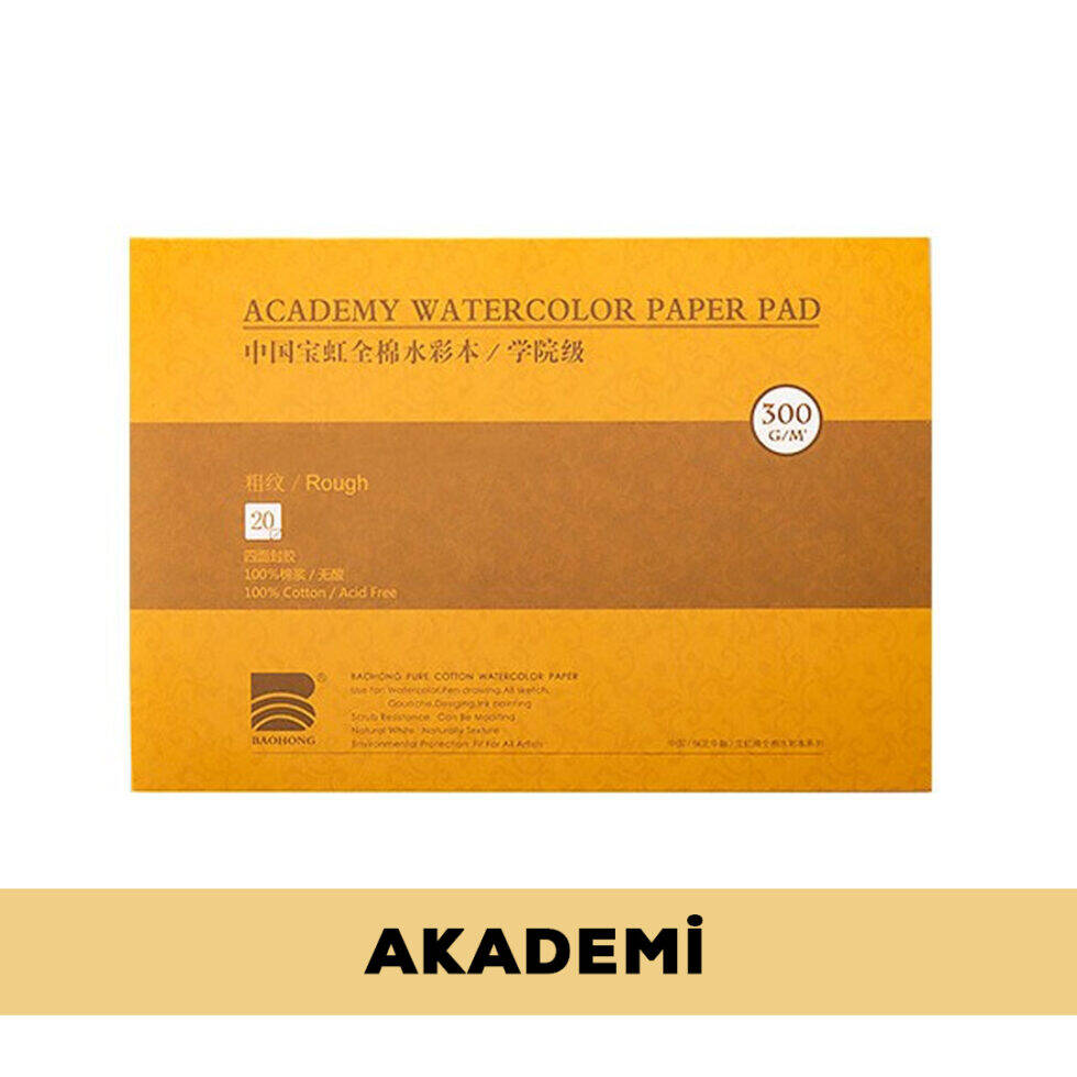 Baohong Suluboya Defteri Akademi  %100 Pamuk 300 gr 12,5x18 cm 20 Yaprak Rough