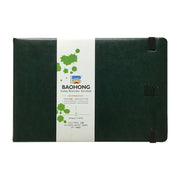 Baohong Suluboya Eskiz Defteri Koyu Yeşil Deri Kapak Akademi %100 Pamuk 300 gr 16x24 cm 20 Yaprak Cold Press