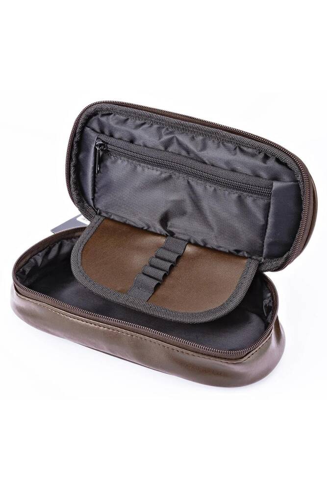 Bback Imitation Leather Oval Pencil Case Brown Code: 325