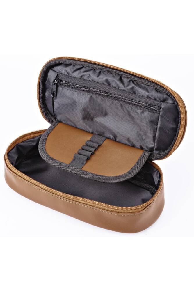 Bback Imitation Leather Oval Pencil Case Tan Code: 322