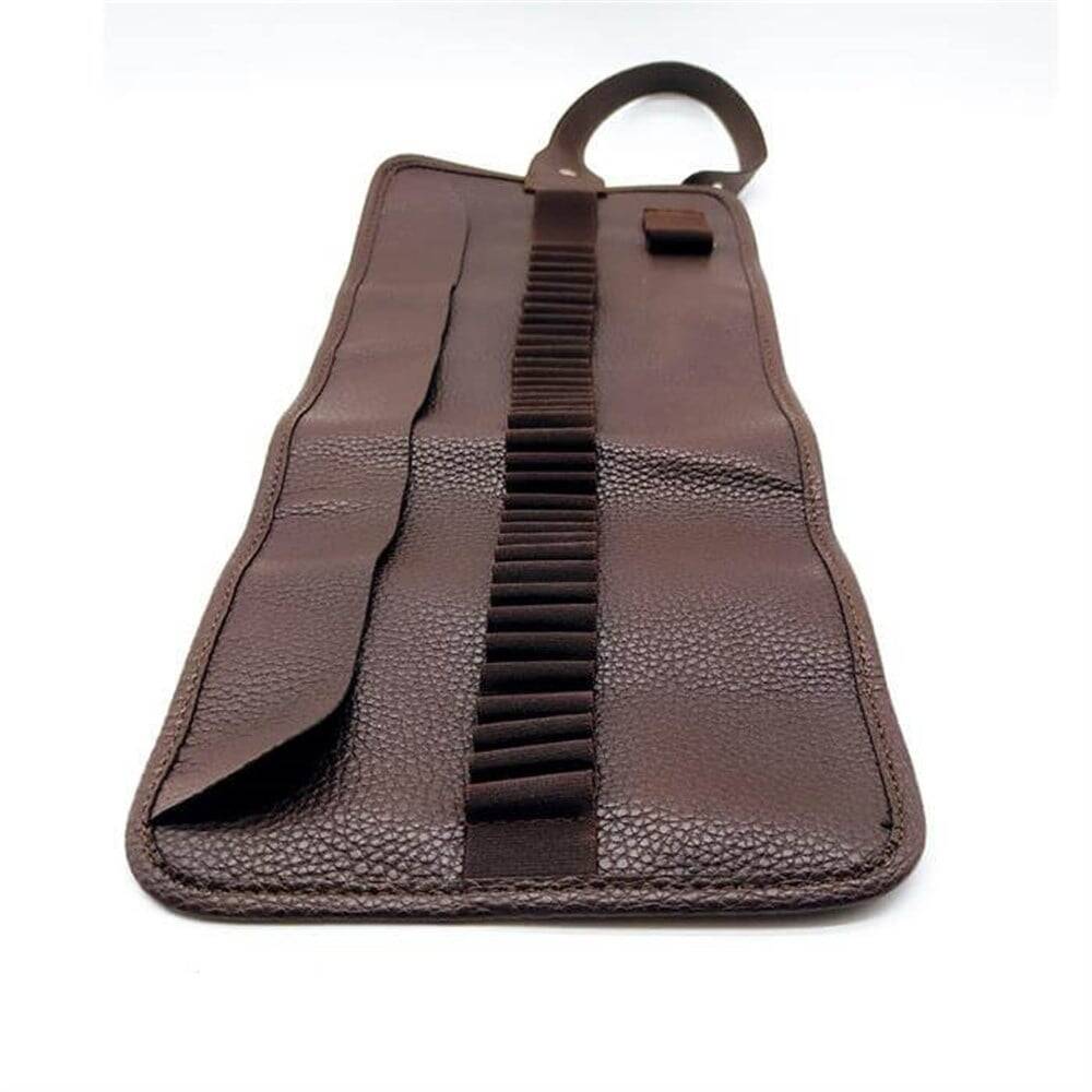 Bback Imitation Leather Roll Pencil Case with 36 Compartments, Brown 603