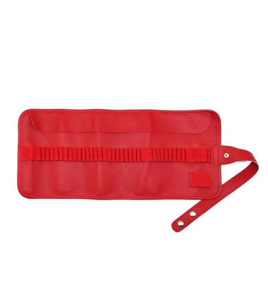 Bback Imitation Leather Roll Pencil Case with 36 Compartments Red 602
