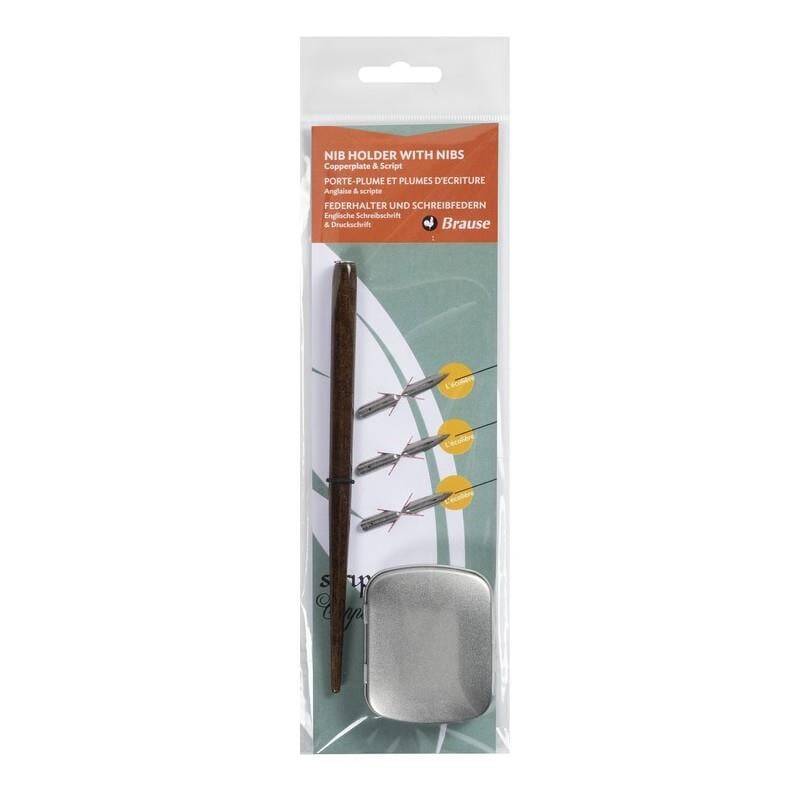 Brause Calligraphy Set 3 Tips + 1 Handle + Metal Box 16005B
