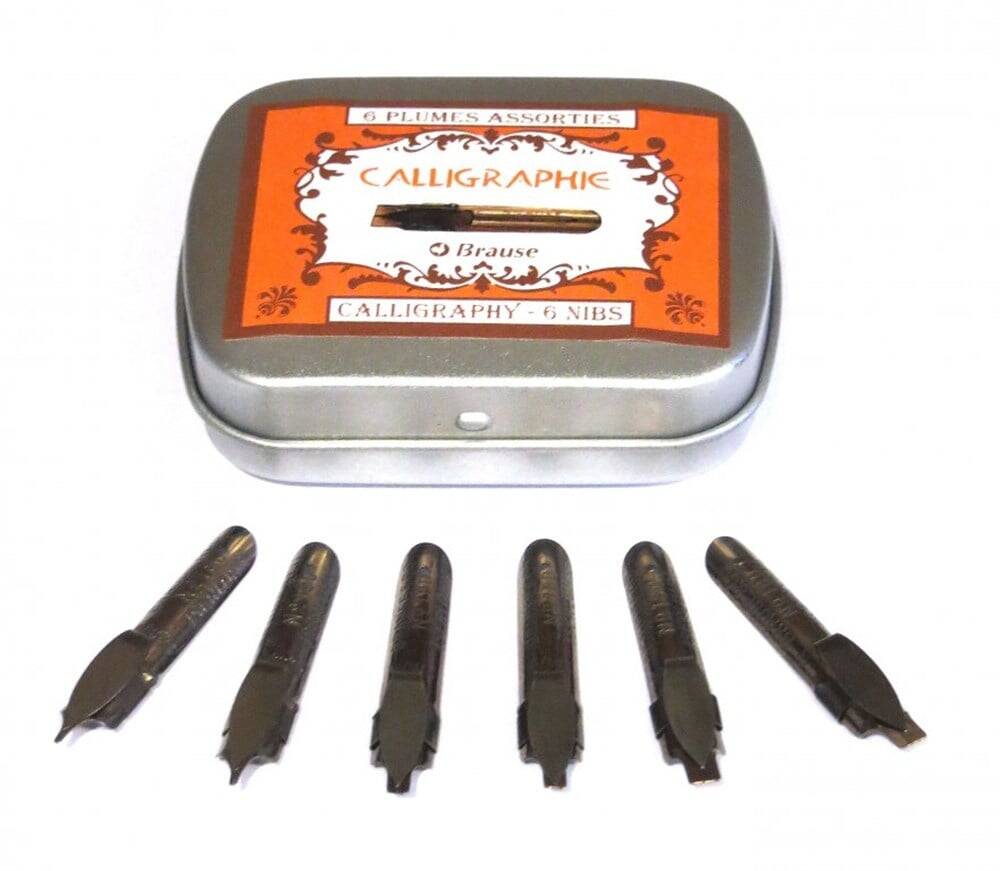 Brause Calligraphy Set Metal Box 6 Nibs 21000B
