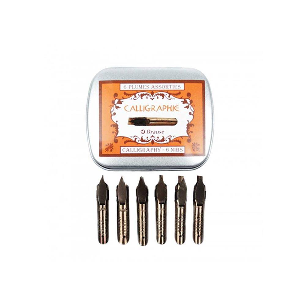 Brause Calligraphy Set Metal Box 6 Nibs 21000B