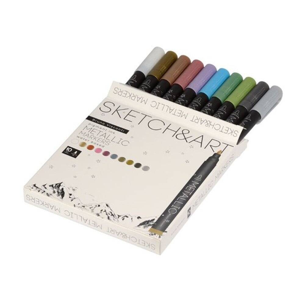Bruno Visconti Metallic Marker Sketch Art 10 Colors