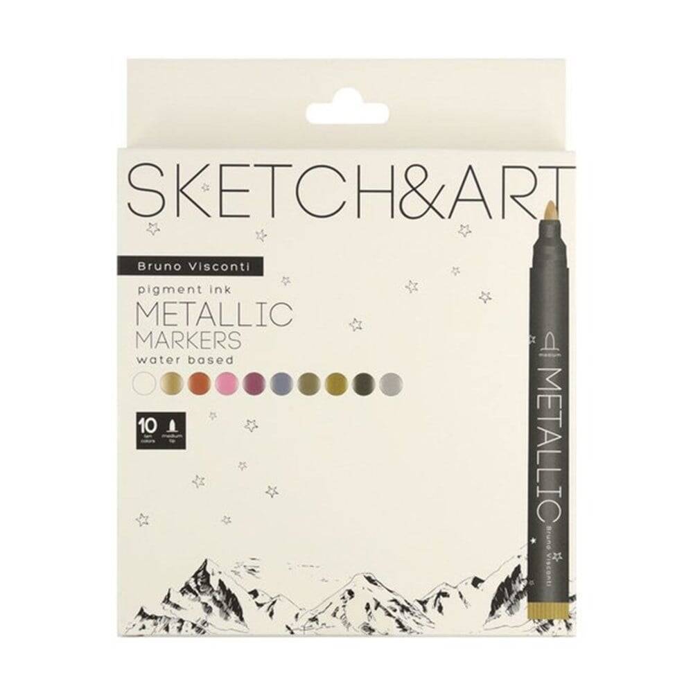 Bruno Visconti Metallic Marker Sketch Art 10 Colors