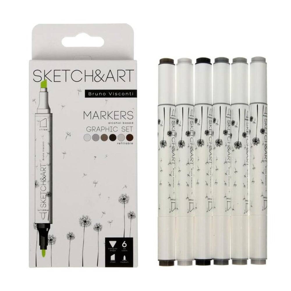 Bruno Visconti Twin Marker Sketch Art Graphics 12 Colors