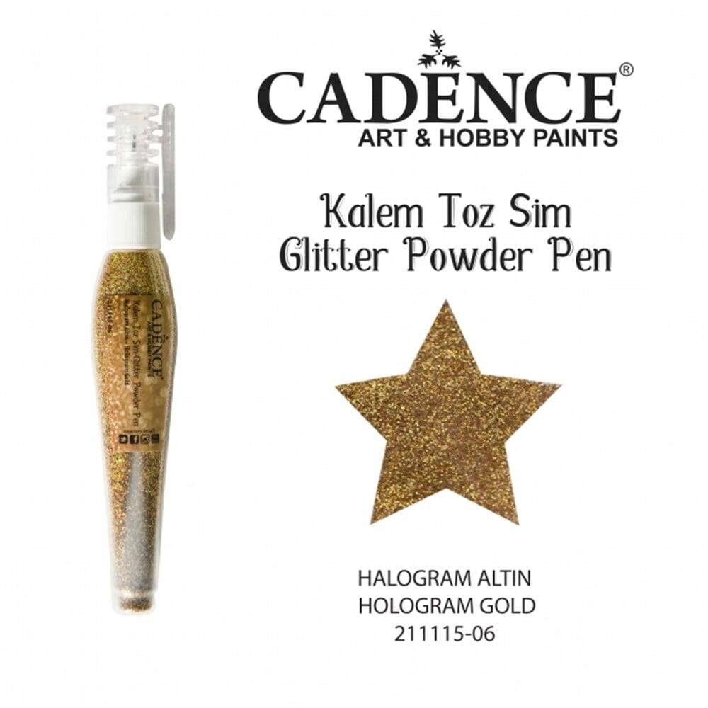 Cadence Kalem Toz Sim - Glitter Powder Pen Hologram Altın