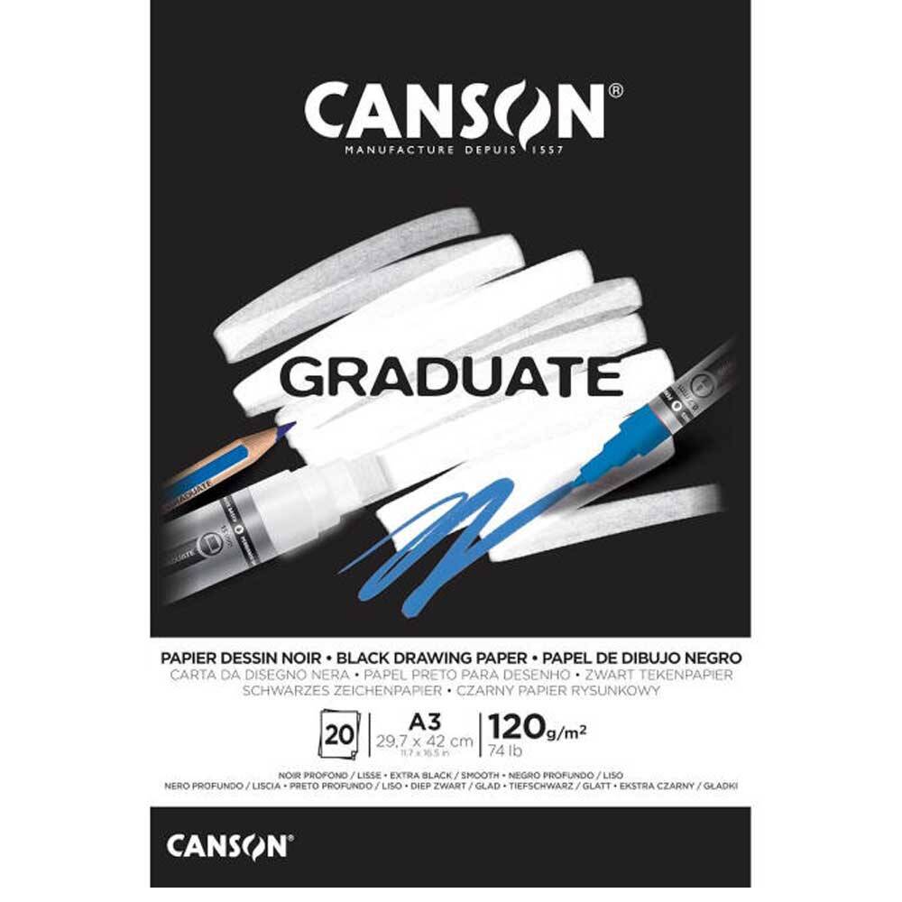 Canson Graduate Çizim Defteri Siyah A3 120gr 20 Sayfa