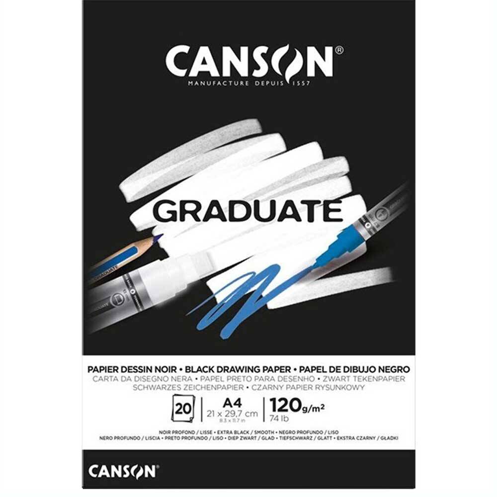 Canson Graduate Çizim Defteri Siyah A4 120gr 20 Sayfa