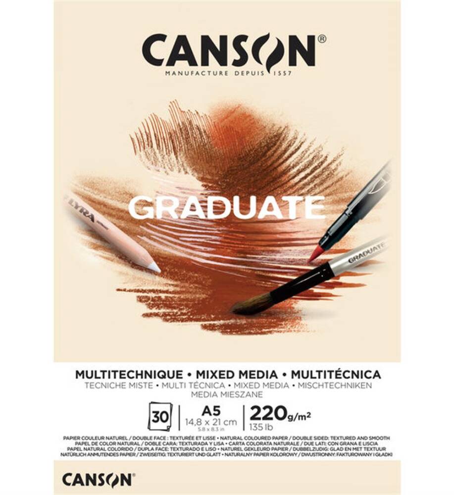 Canson Graduate Mix Media Natural 220G 30 Pages A5