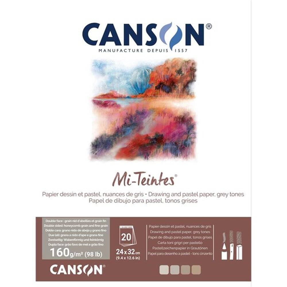 Canson Mi-Teintes Pastel Notebook 160 gr 24x32 cm 20 pages Gray Tones